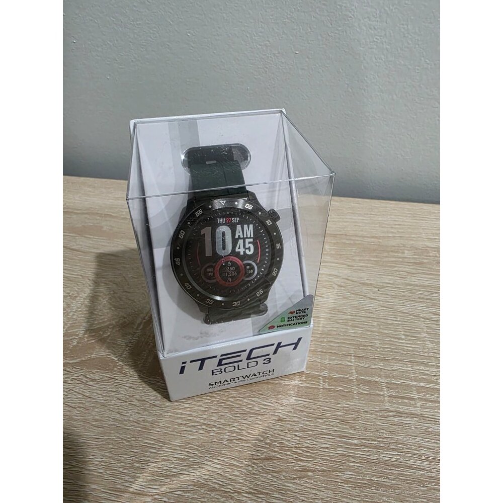New in Box iTech Bold 3 Unisex Adult Smart Watch Dark Green Silicone Strap